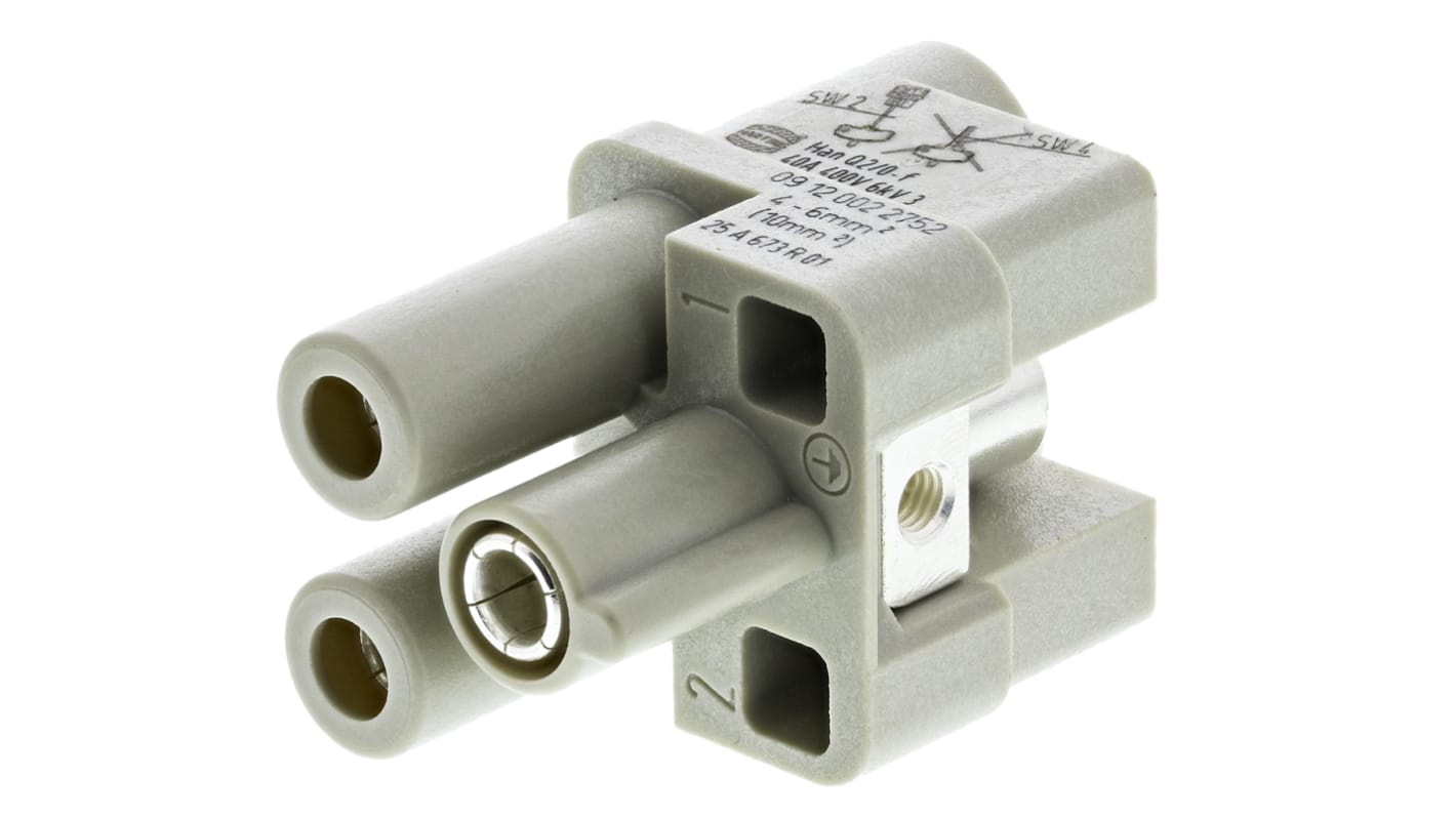 Base para conector de potencia HARTING Han Q Hembra de 2 vías, 830 V, 40A, Montaje de Cable