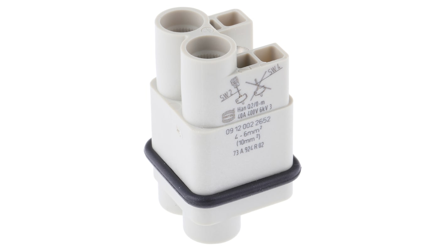 Base para conector de potencia HARTING Han Q Macho de 2 vías, 830 V, 40A, Montaje de Cable