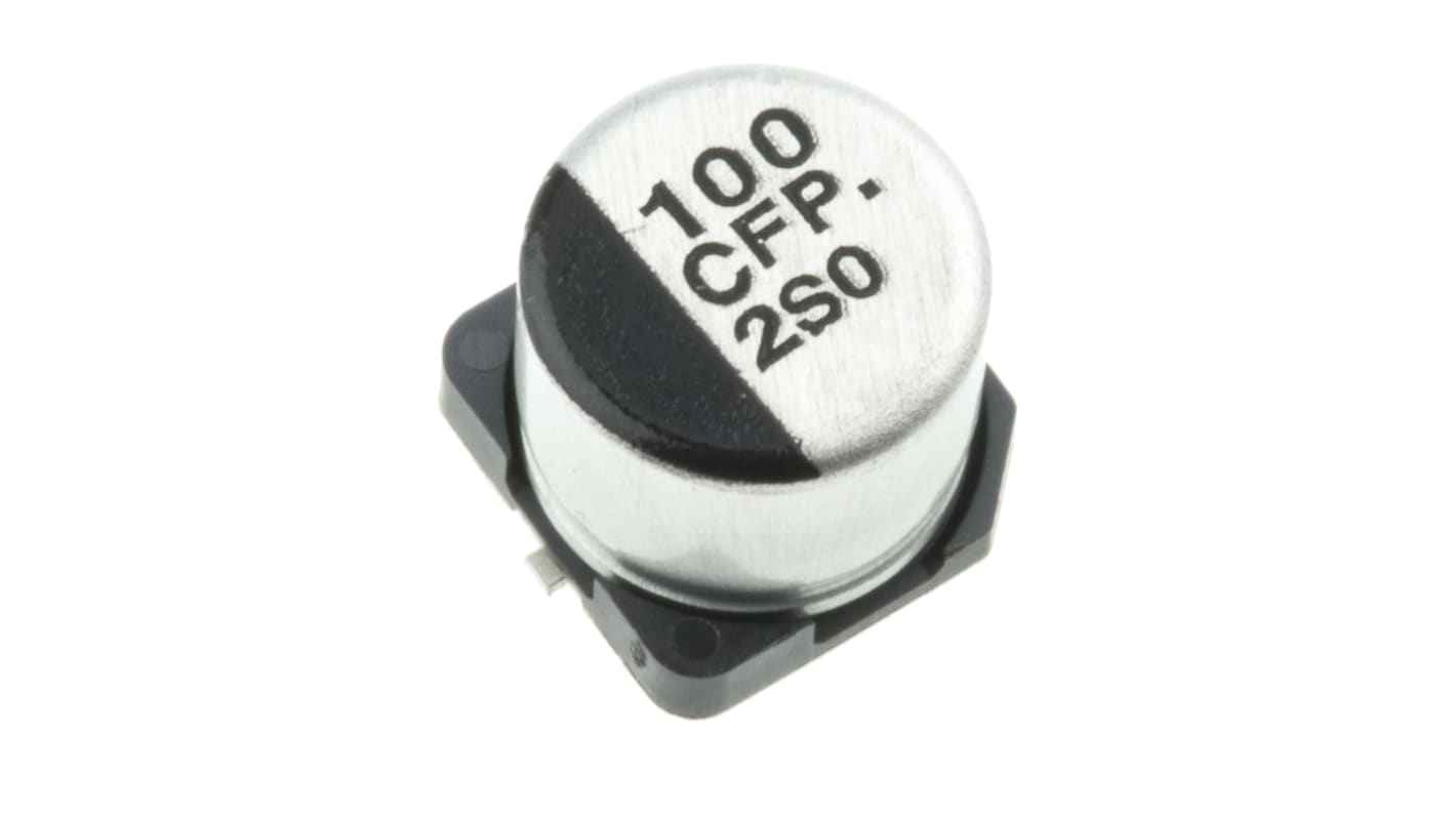 Panasonic , SMD Aluminium-Elektrolyt Kondensator 100μF ±20% / 16V dc, Ø 6.3mm x 5.8mm, bis 105°C