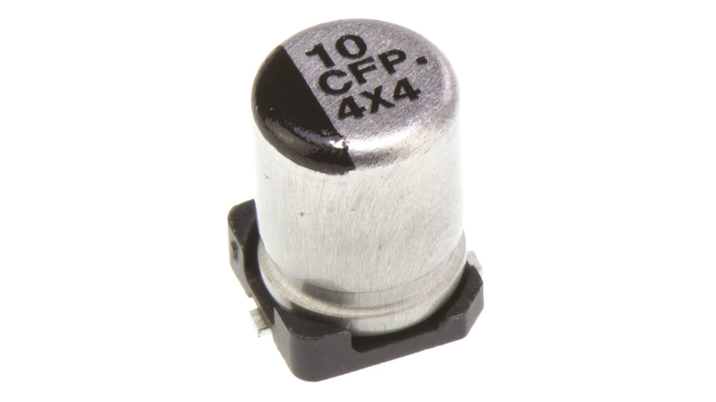 Panasonic , SMD Aluminium-Elektrolyt Kondensator 10μF ±20% / 16V dc, Ø 4mm x 5.8mm, bis 105°C