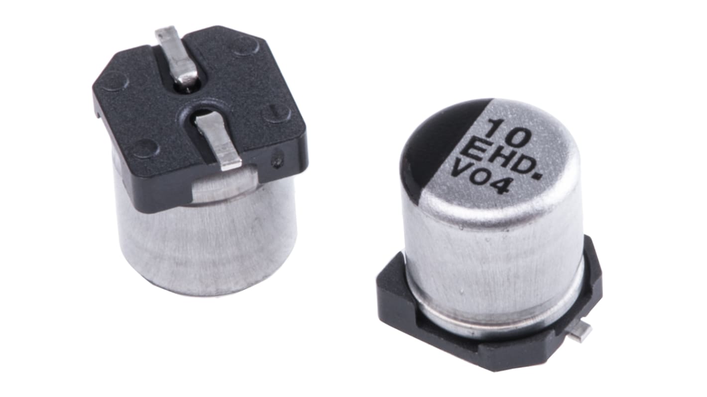 Panasonic , SMD Aluminium-Elektrolyt Kondensator 10μF ±20% / 25V dc, Ø 5mm x 5.8mm, bis 105°C