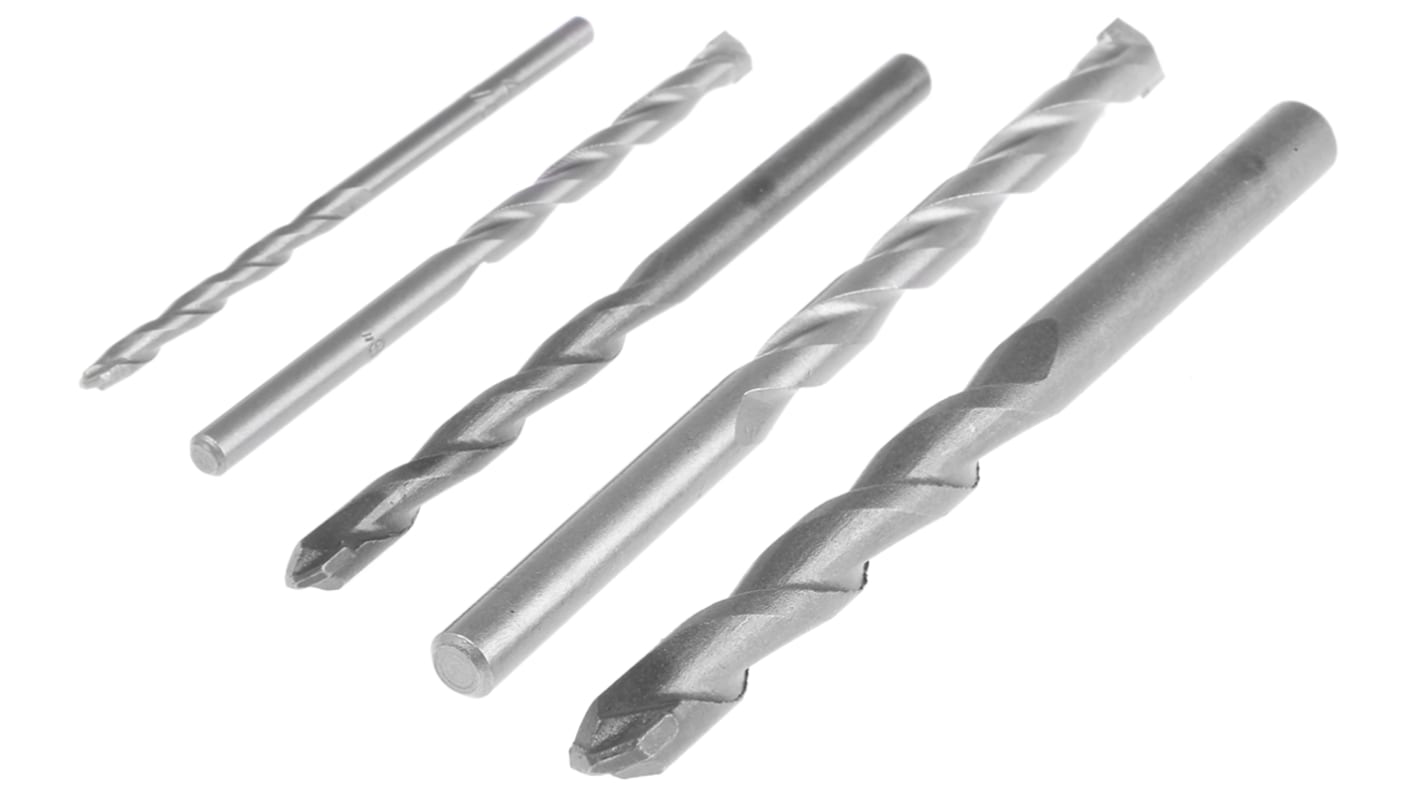 Keil 5-Piece Twist Drill Bit Set for Masonry, 10mm Max, 4mm Min, Chrome Nickel Molybdenum Steel Bits