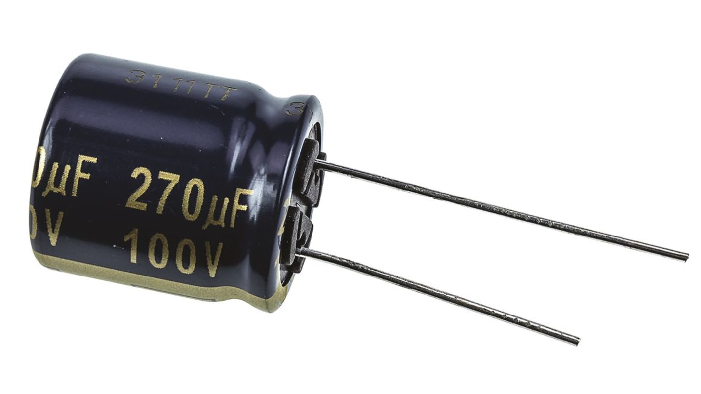 Panasonic 270μF Aluminium Electrolytic Capacitor 100V dc, Radial, Through Hole - EEUFC2A271S