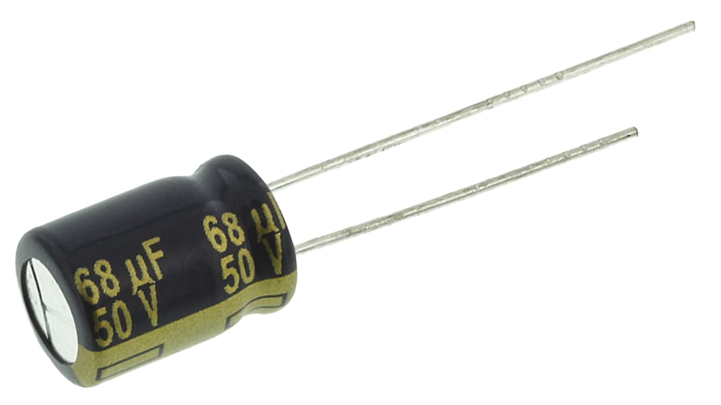 Panasonic FC, THT Aluminium-Elektrolyt Kondensator 68μF ±20% / 50V dc, Ø 8mm x 11.5mm, bis 105°C