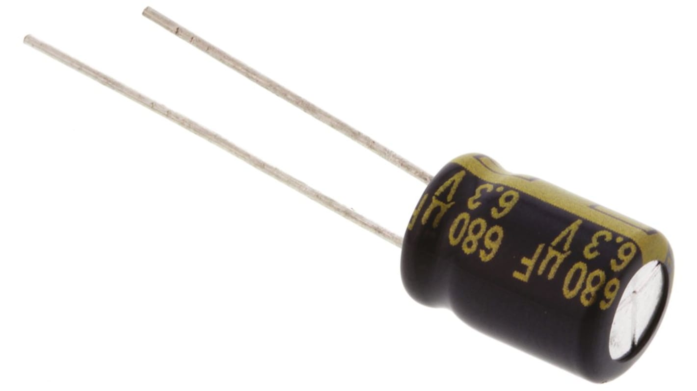 Panasonic 680μF Aluminium Electrolytic Capacitor 6.3V dc, Radial, Through Hole - EEUFK0J681