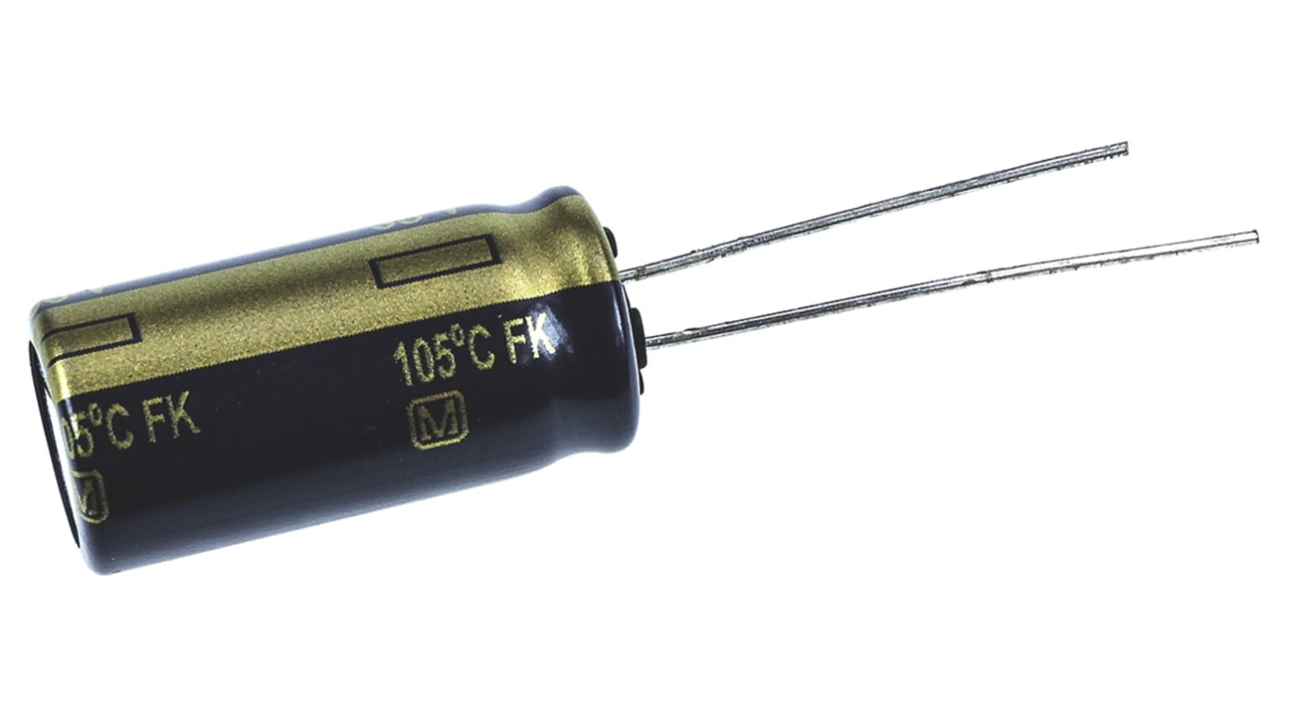 Condensador electrolítico Panasonic serie FK Radial, 560μF, ±20%, 35V dc, Radial, Orificio pasante, 10 (Dia.) x 20mm,