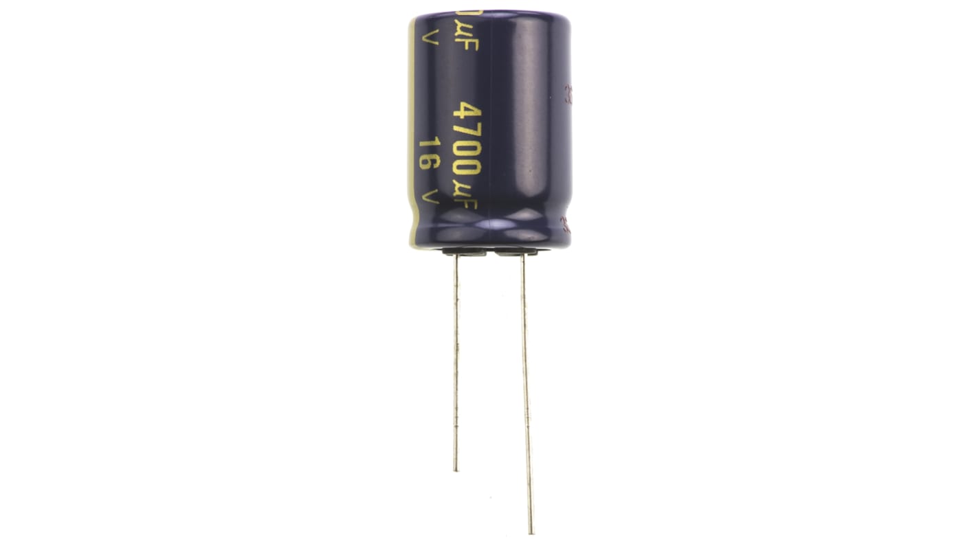 Panasonic 4700μF Aluminium Electrolytic Capacitor 16V dc, Radial, Through Hole - EEUFC1C472S