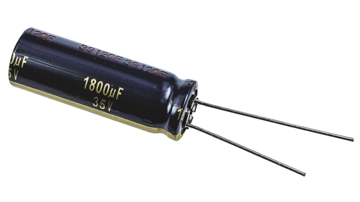 Panasonic 1800μF Aluminium Electrolytic Capacitor 35V dc, Radial, Through Hole - EEUFK1V182L