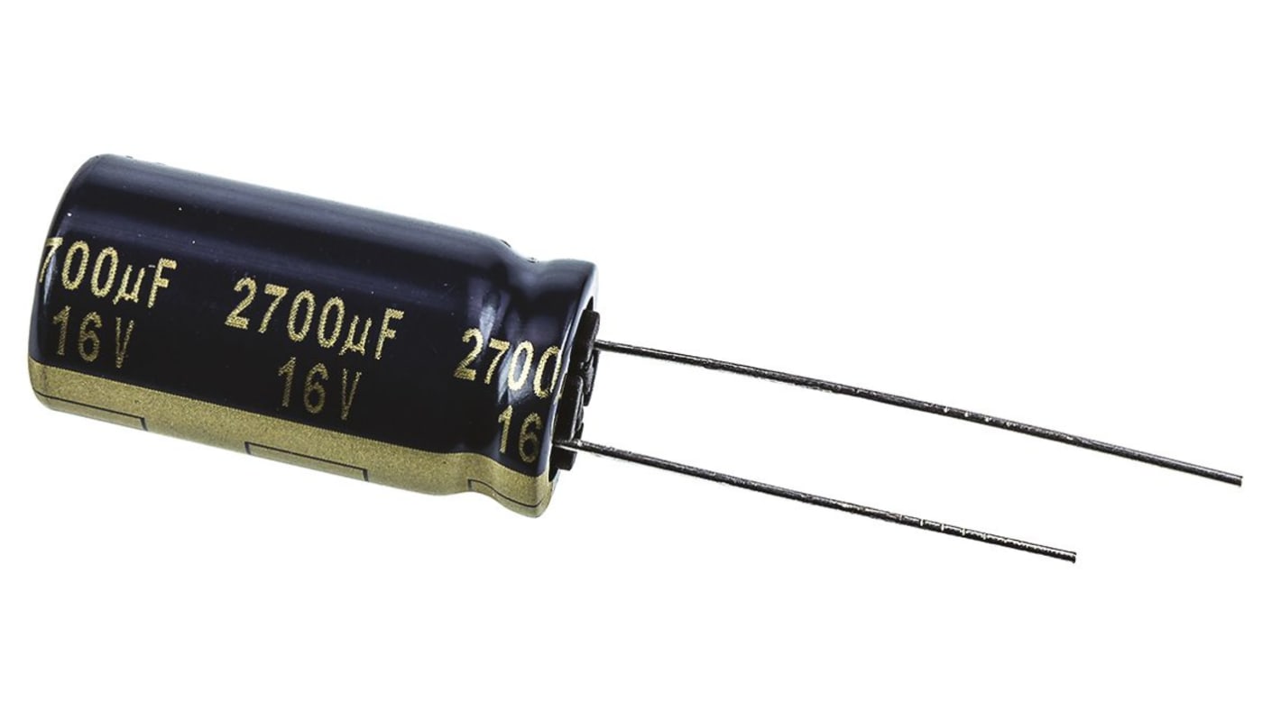 Panasonic 2700μF Aluminium Electrolytic Capacitor 16V dc, Radial, Through Hole - EEUFK1C272