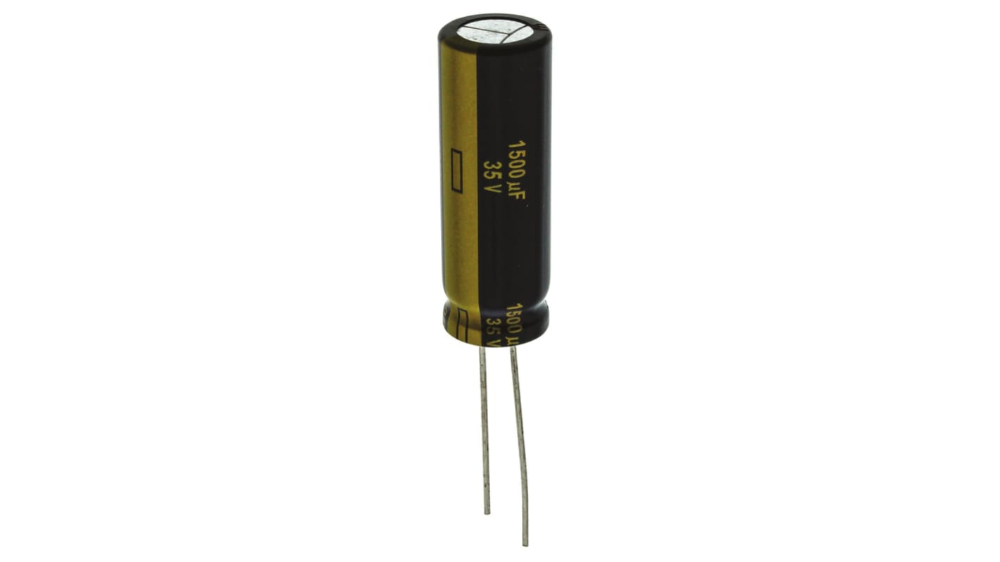 Panasonic 1500μF Aluminium Electrolytic Capacitor 35V dc, Radial, Through Hole - EEUFC1V152L