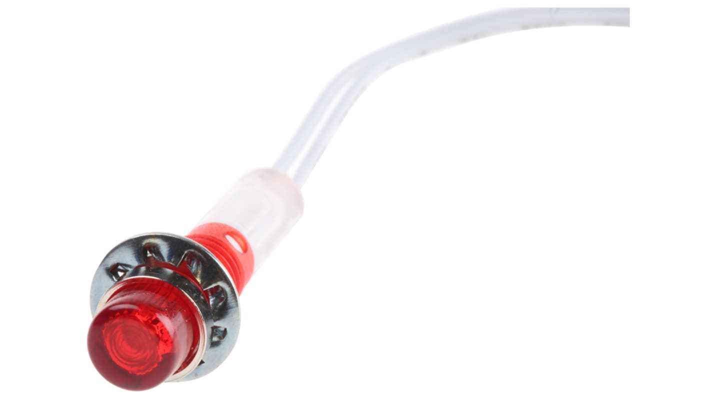 CAMDENBOSS Red Panel Mount Indicator, 6V, 6.4mm Mounting Hole Size, Lead Wires Termination