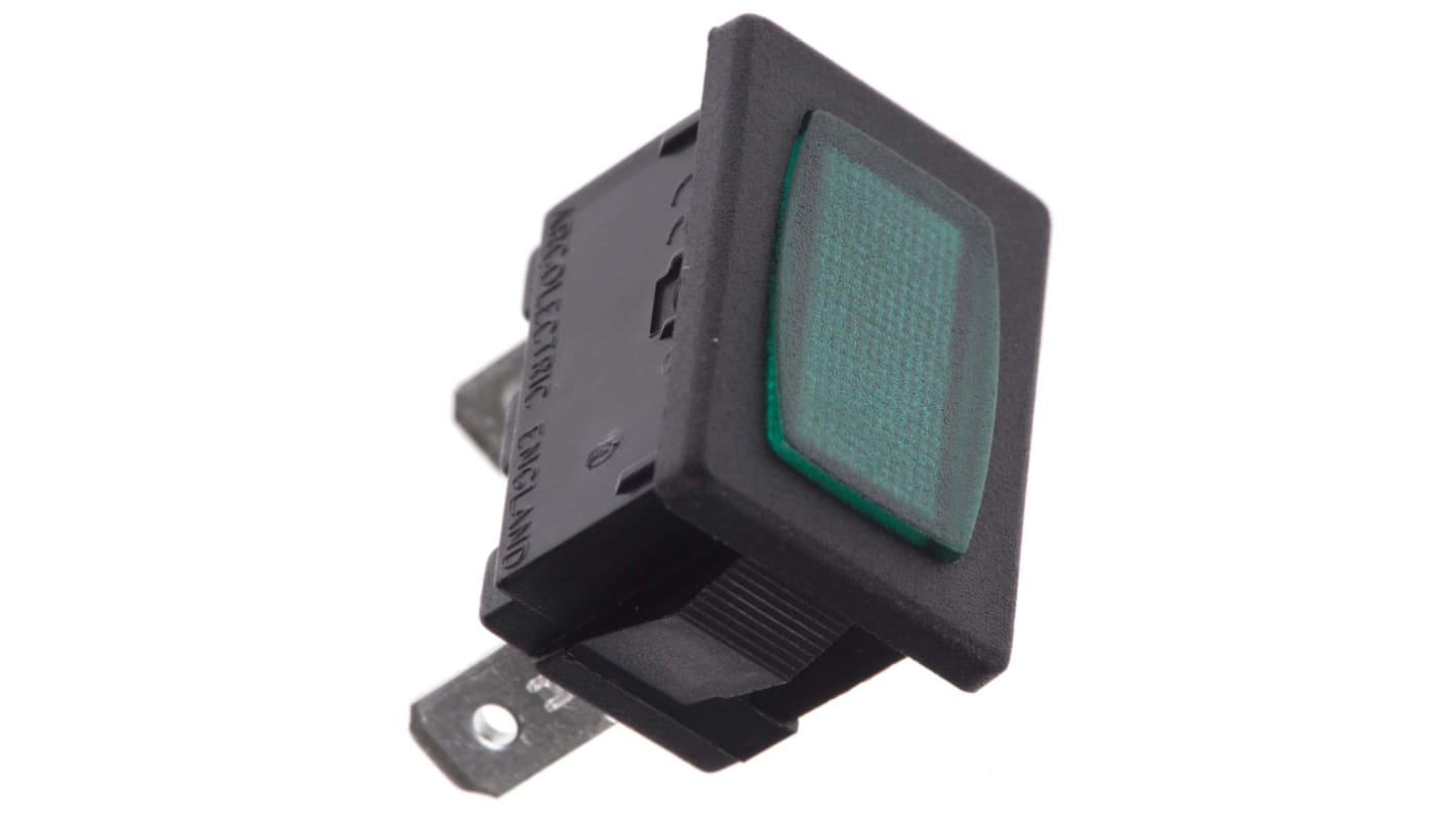 Arcolectric (Bulgin) Ltd Green Neon Panel Mount Indicator, 230V ac, 19.3 x 13mm Mounting Hole Size, Solder Tab