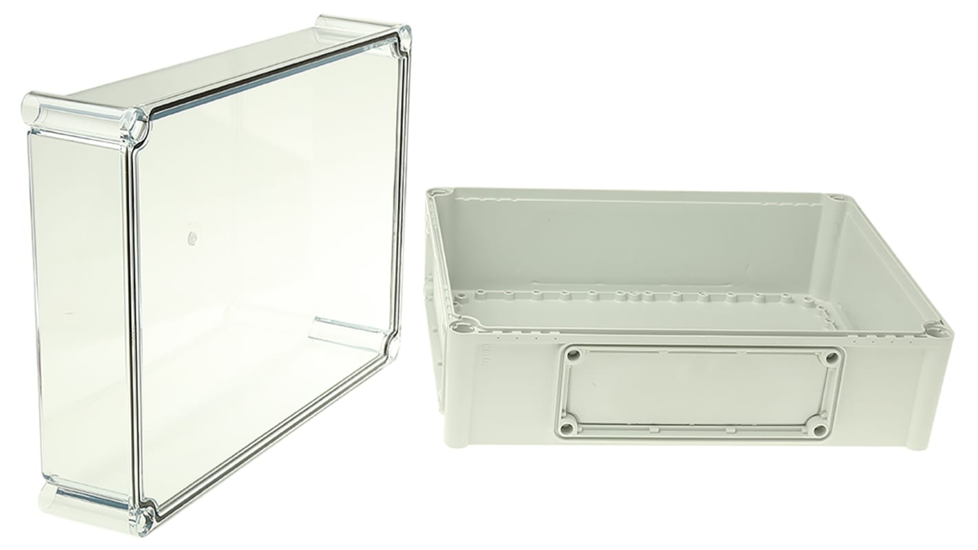 Caja Fibox de Policarbonato Gris, 380 x 280 x 180mm, IP67