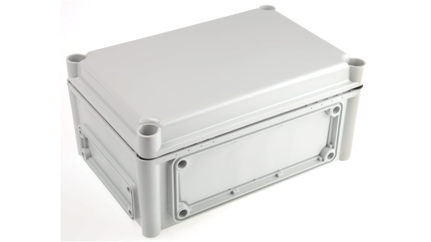 Fibox EK Series Grey Polycarbonate Enclosure, IP66, IP67, Flanged, Grey Lid, 280 x 190 x 130mm