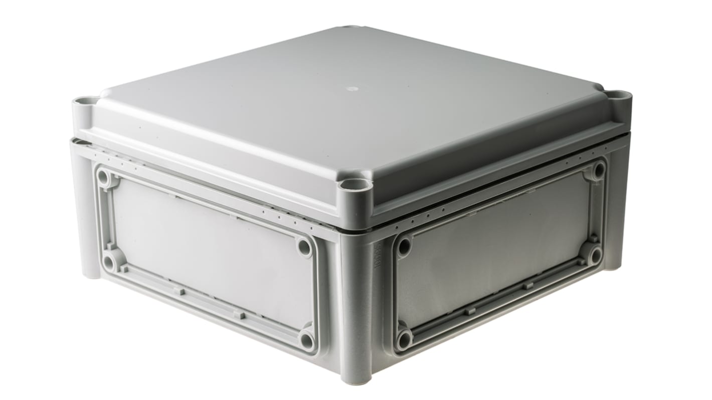 Fibox EK Series Grey Polycarbonate Enclosure, IP66, IP67, Flanged, Grey Lid, 280 x 280 x 130mm