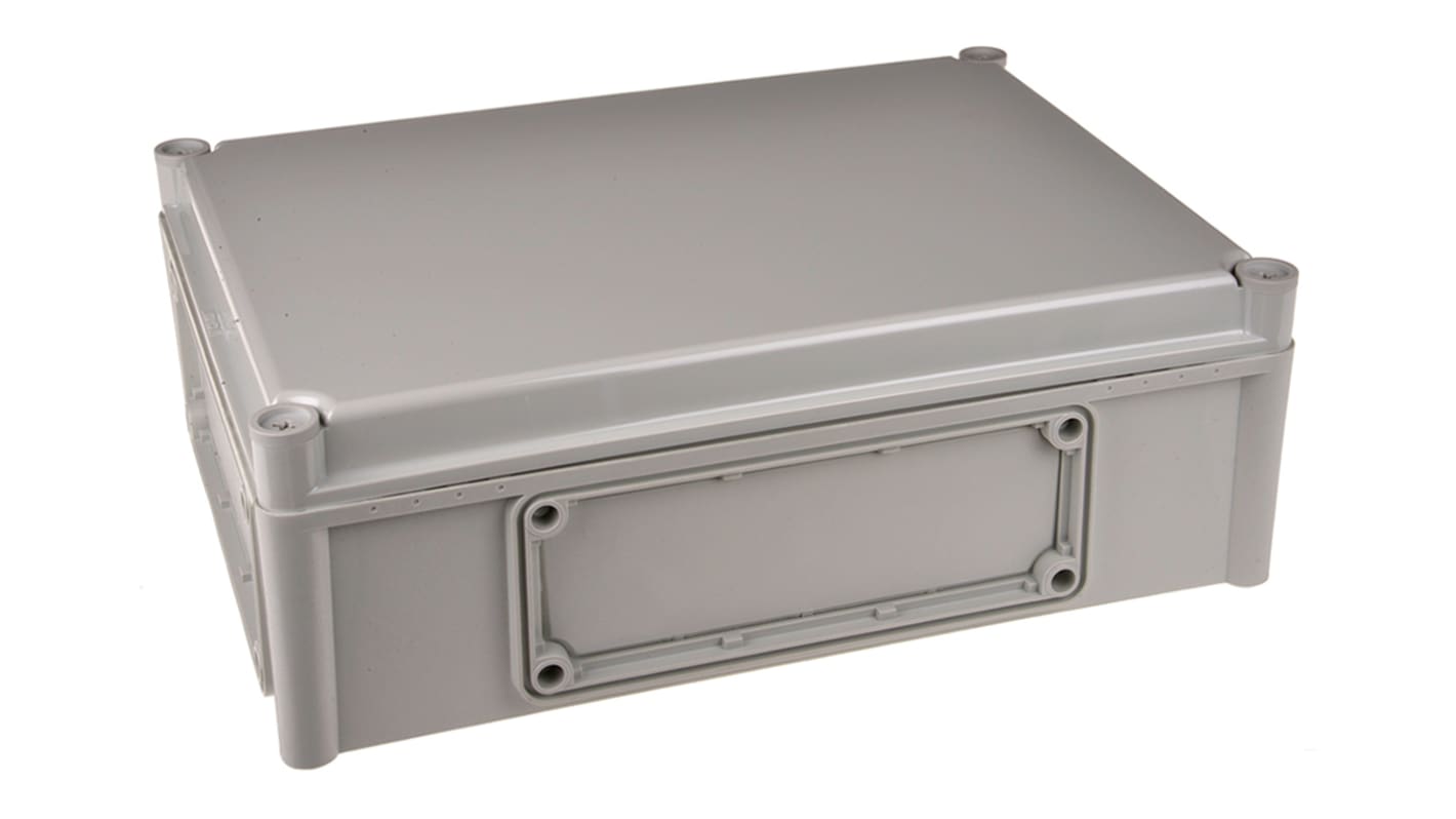 Fibox EK Series Grey Polycarbonate Enclosure, IP66, IP67, Flanged, Grey Lid, 380 x 280 x 130mm