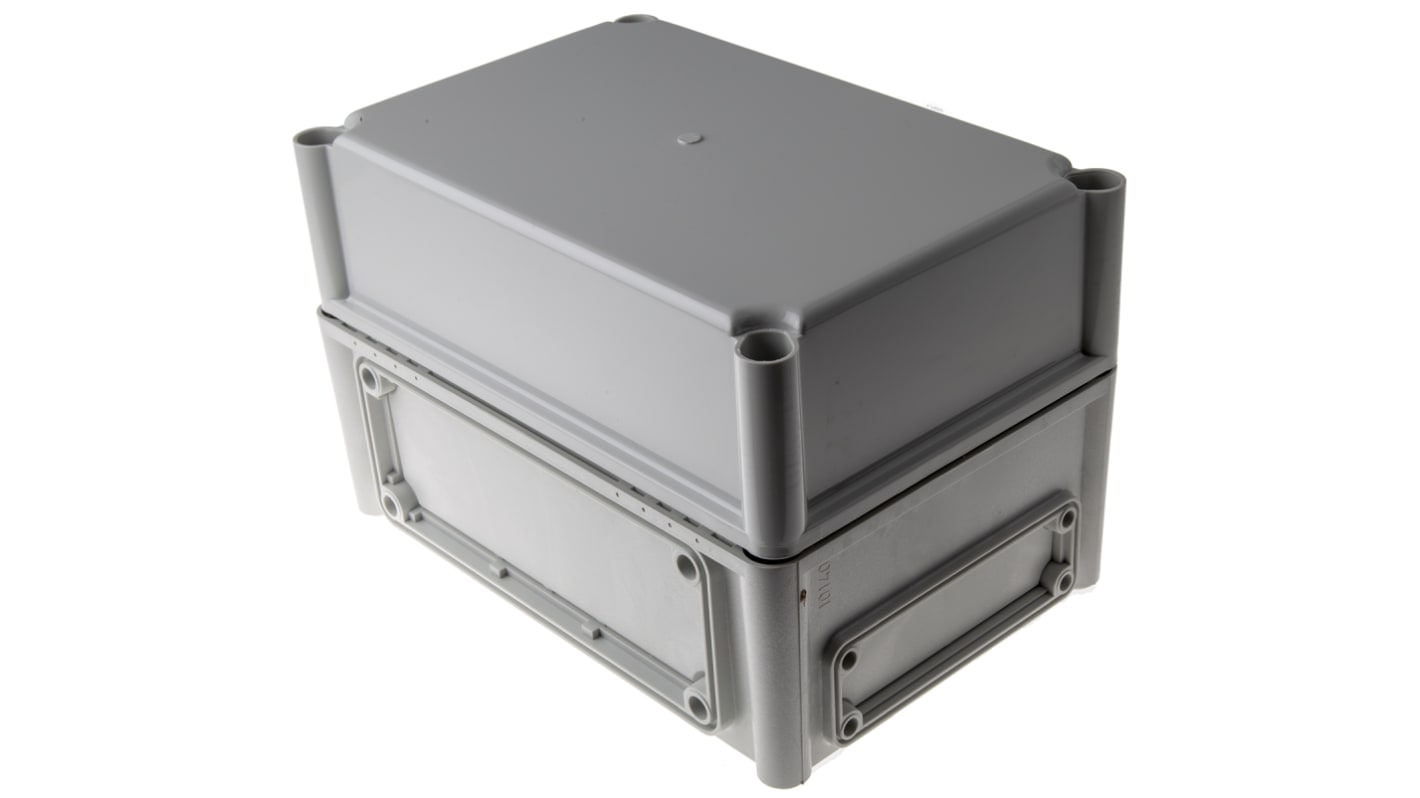 Fibox EK Series Grey Polycarbonate Enclosure, IP66, IP67, Flanged, Grey Lid, 280 x 190 x 180mm