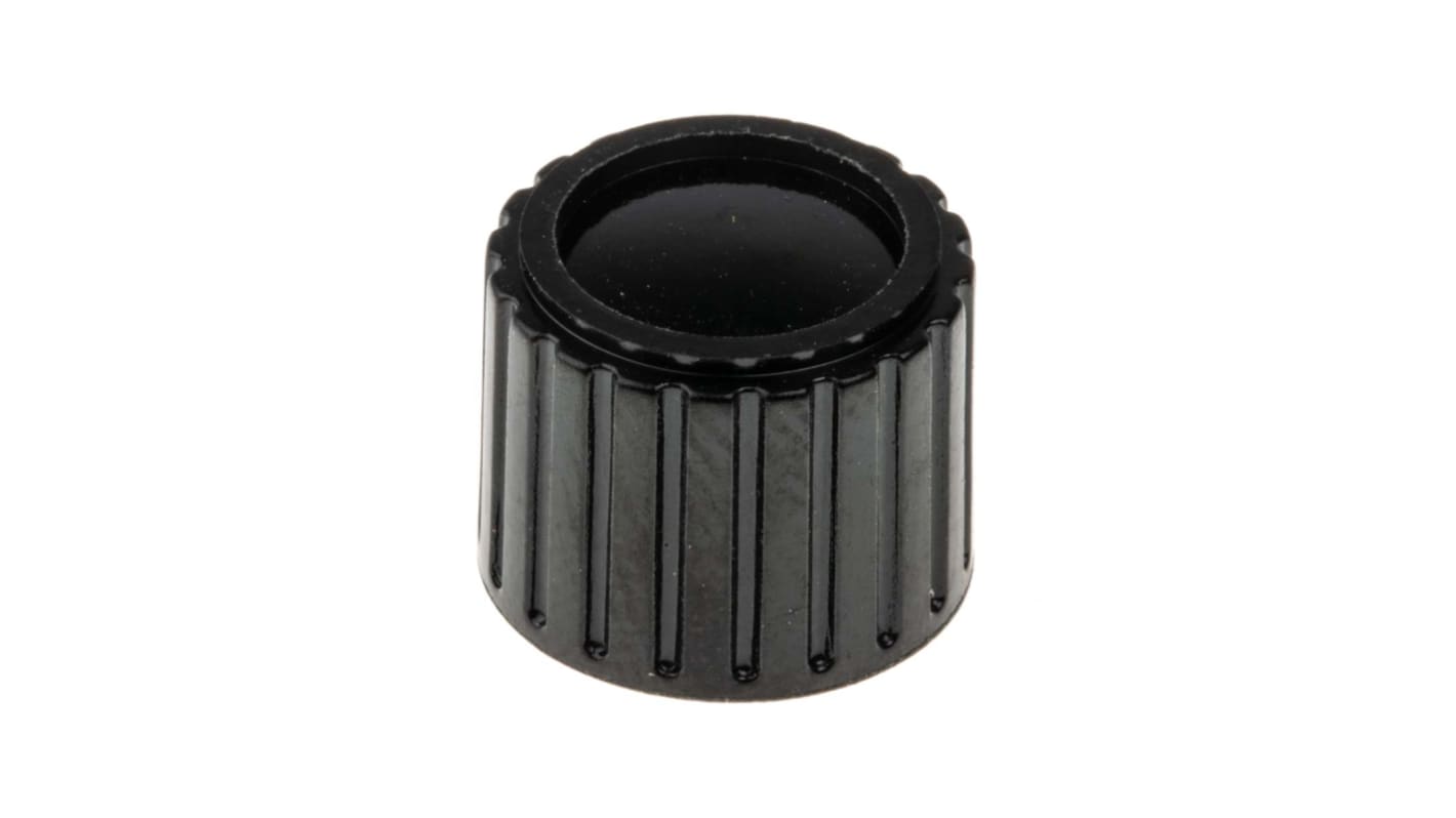 RS PRO 14mm Black Potentiometer Knob for 6.35mm Shaft Splined