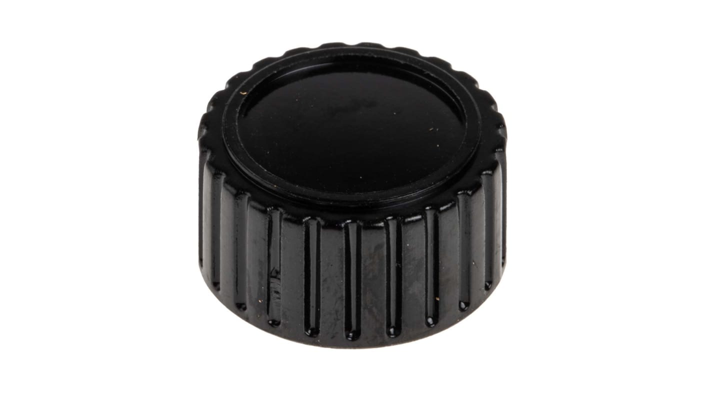 RS PRO 21.1mm Black Potentiometer Knob for 6.35mm Shaft Splined