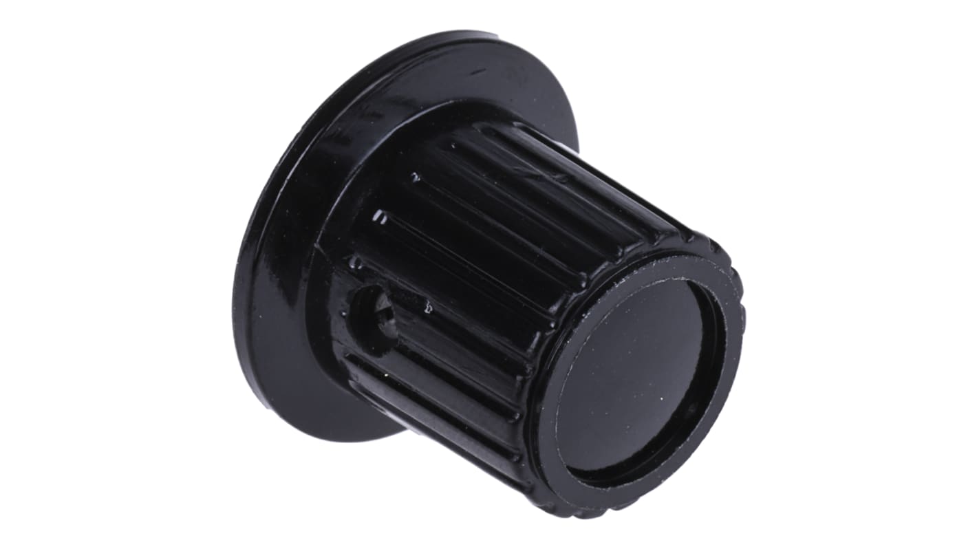 RS PRO 19.1mm Black Potentiometer Knob for 6.35mm Shaft Splined