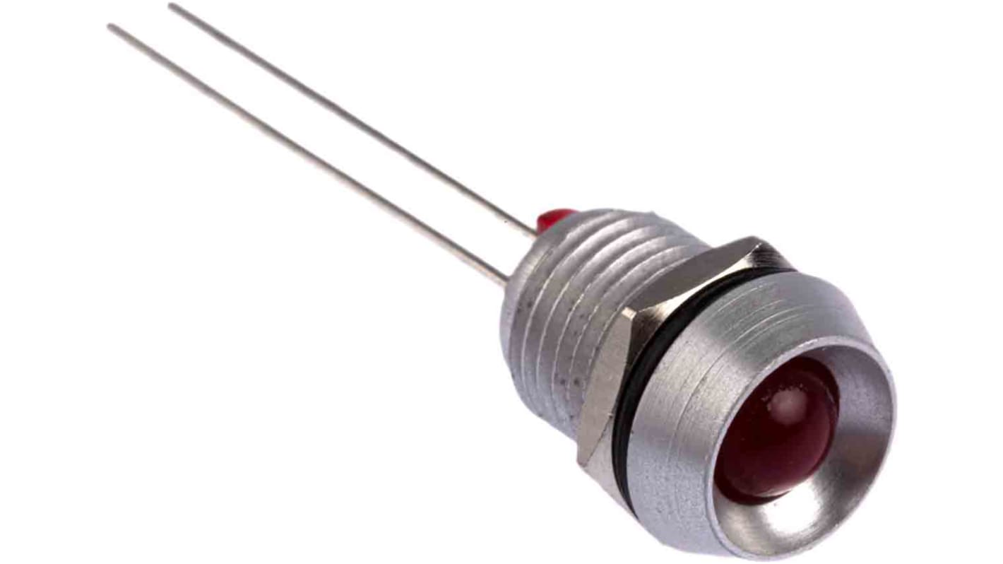 Bulgin Red Panel Mount Indicator, 2V dc, 8mm Mounting Hole Size, Lead Wires Termination