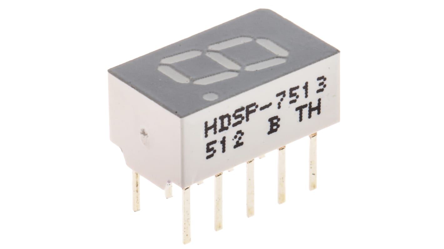 Broadcom LED-Anzeige 7-Segment, Rot 626 nm Zeichenbreite 4.2mm Zeichenhöhe 7.6mm THT