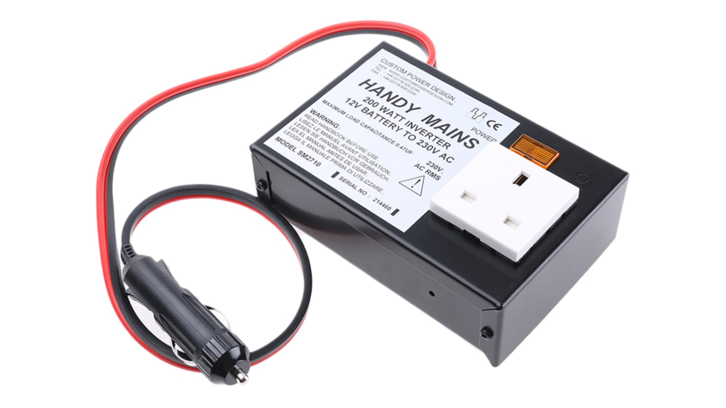 Powerinverter, 200W, Indgang: 11 → 15V dc, Udgang: 230V ac