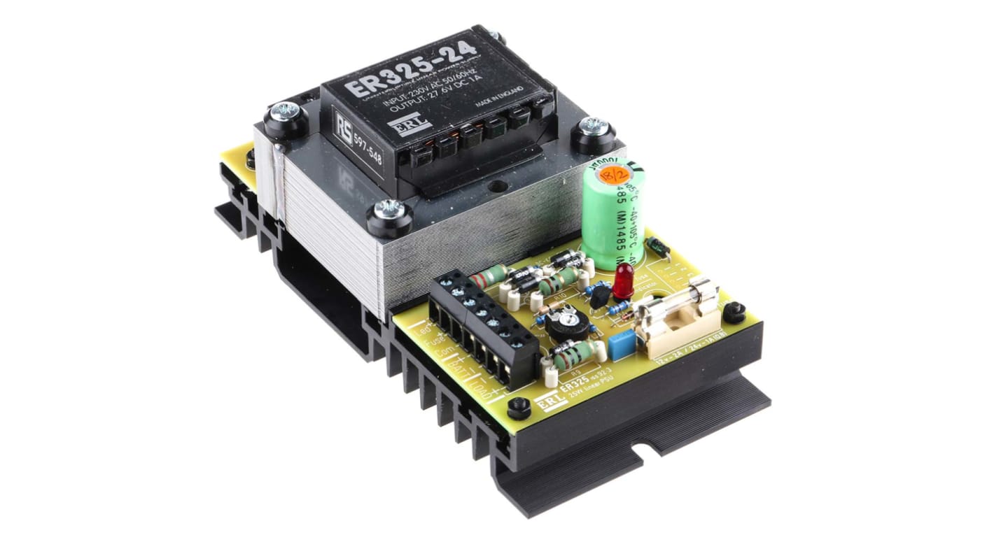 ERL Open Frame Linear Power Supply, 220 → 240V ac Input, 27.6V dc Output, 1A Output