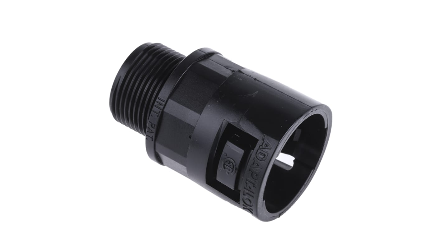 Racor para conducto Adaptaflex, Recto de Nylon 66 Negro, tamaño nom. 28mm, rosca M25, IP66