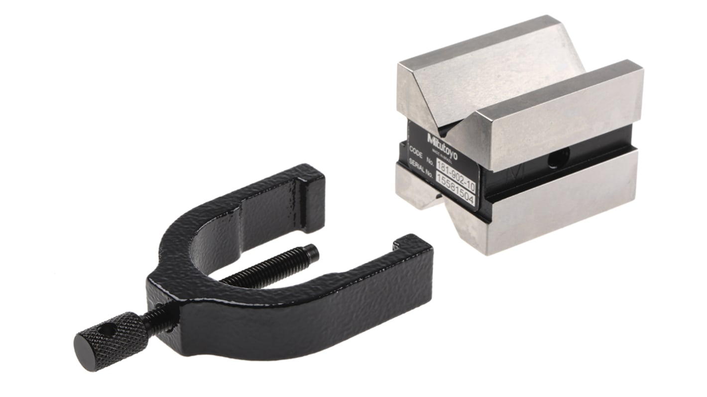 18190210 Mitutoyo Steel Screw Clamping VBlock, 25mm Capacity RS