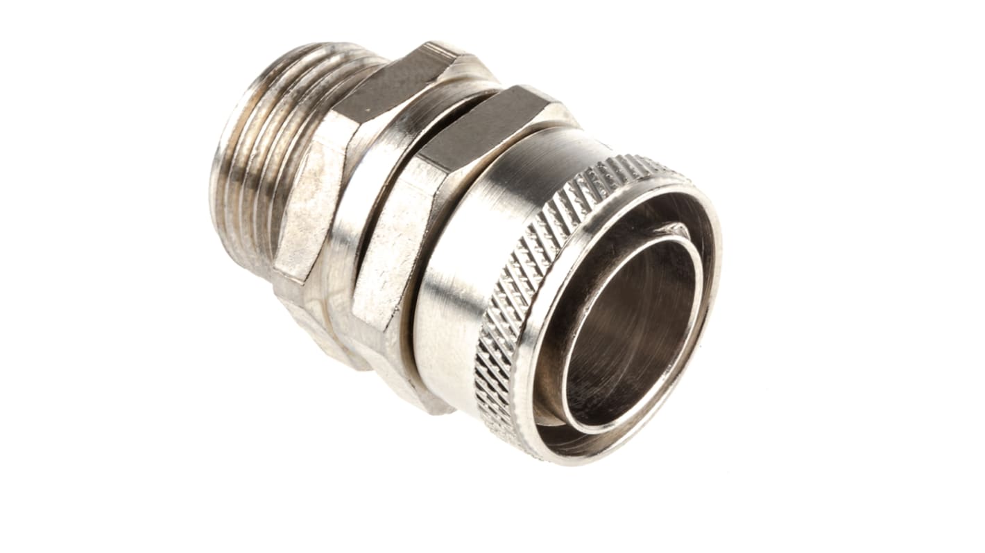 Adaptaflex Swivel, Conduit Fitting, 20mm Nominal Size, M20, Brass, Silver