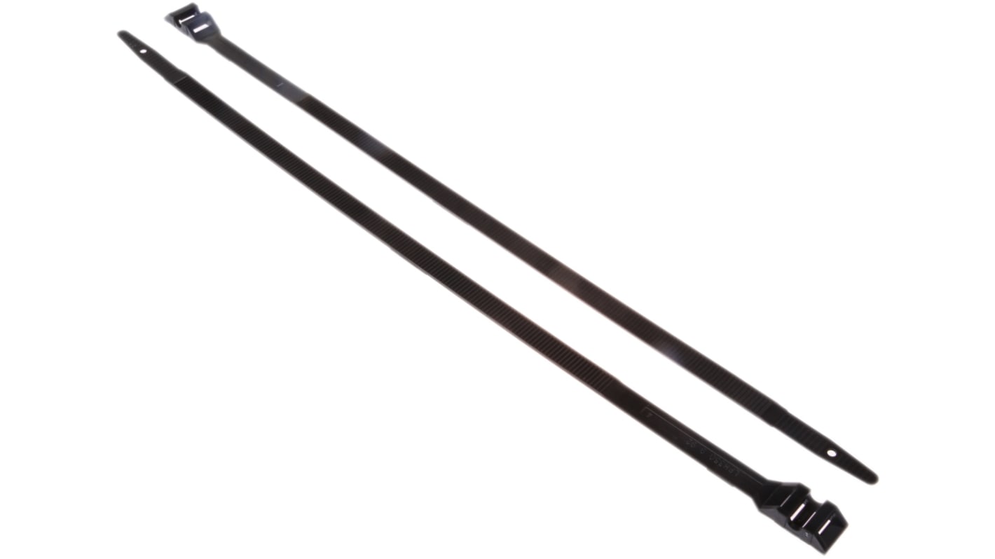 HellermannTyton Cable Tie, 355mm x 9 mm, Black Polyamide 6.6 (PA66), Pk-100