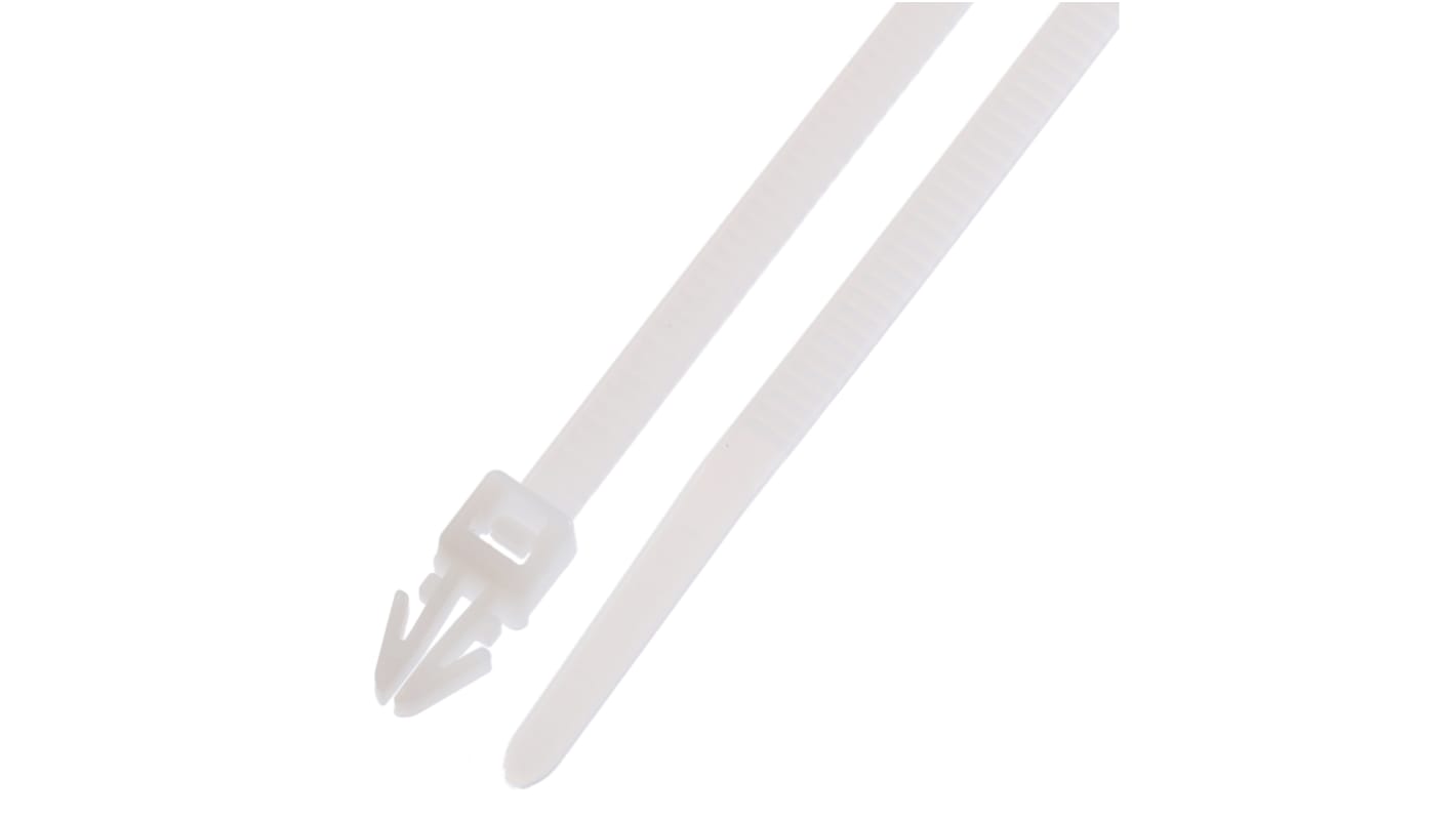 HellermannTyton Cable Tie, Inside Serrated, 160.02mm x 3.6 mm, Natural Polyamide 6.6 (PA66), Pk-25