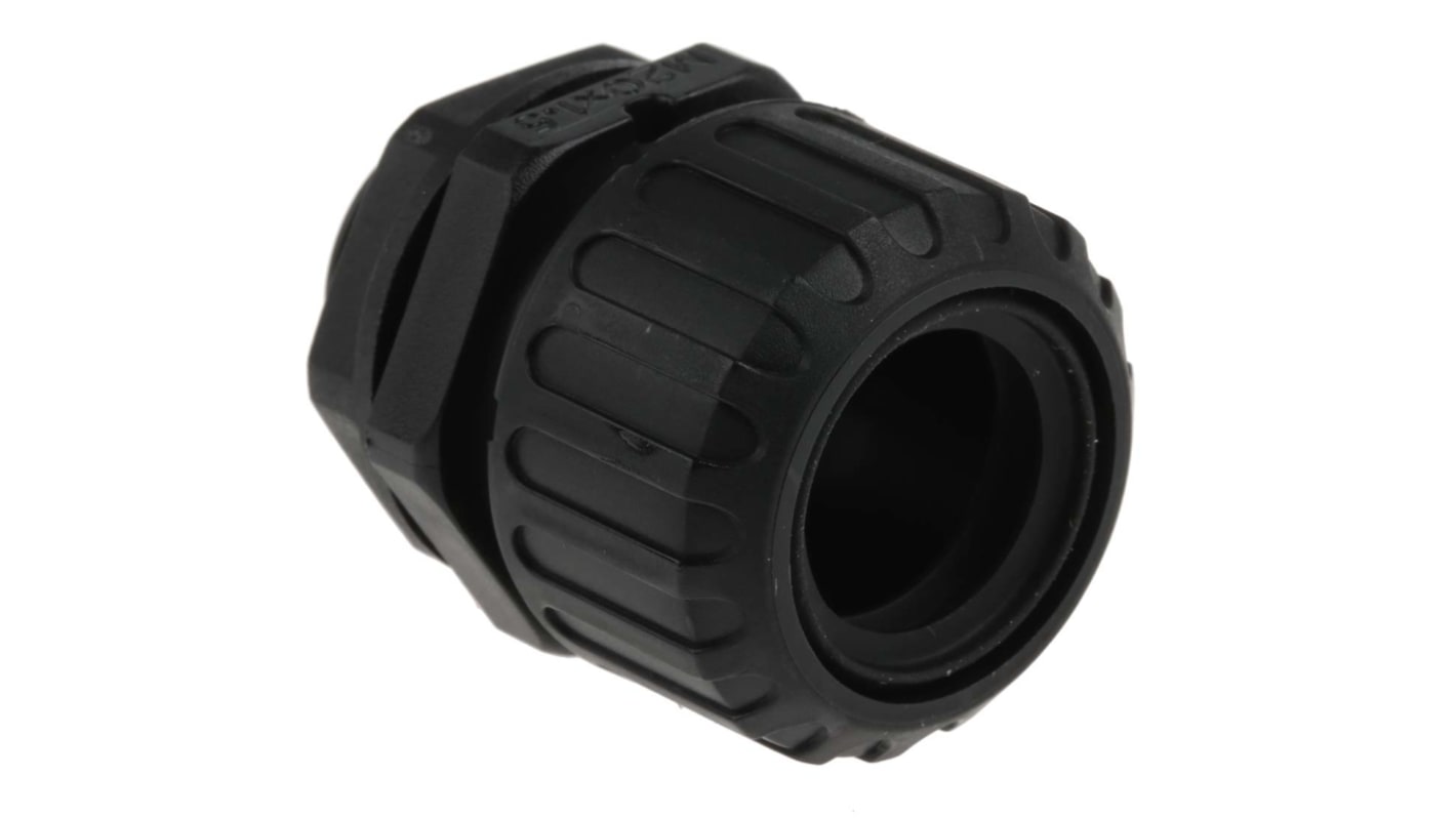 Racor para conducto Adaptaflex, Recto de Nylon 66 Negro, tamaño nom. 21mm, rosca M20, IP66, IP67, IP68, IP69K