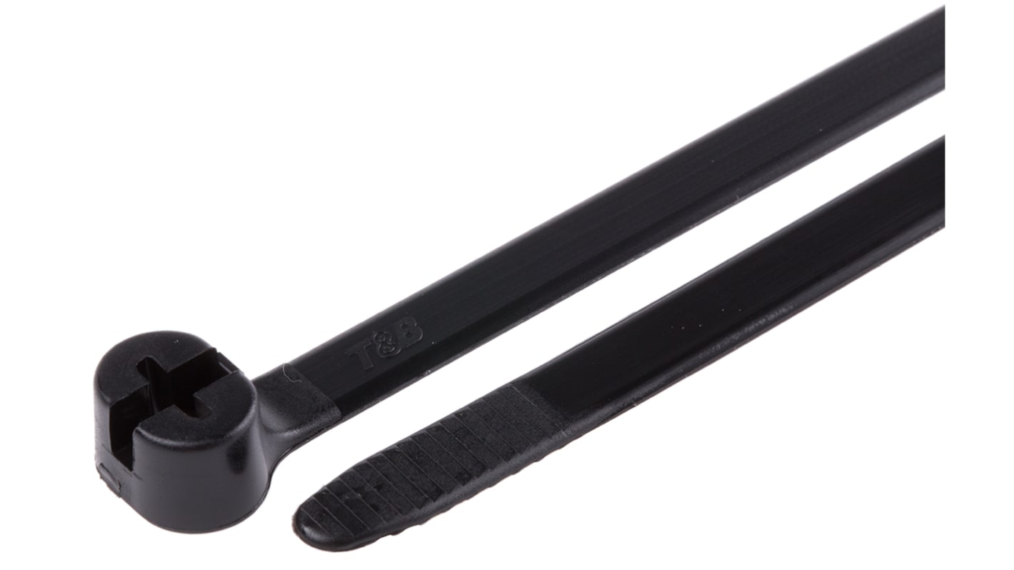 Thomas & Betts Cable Ties, 203.2mm x 7.6 mm, Black Nylon, Pk-50