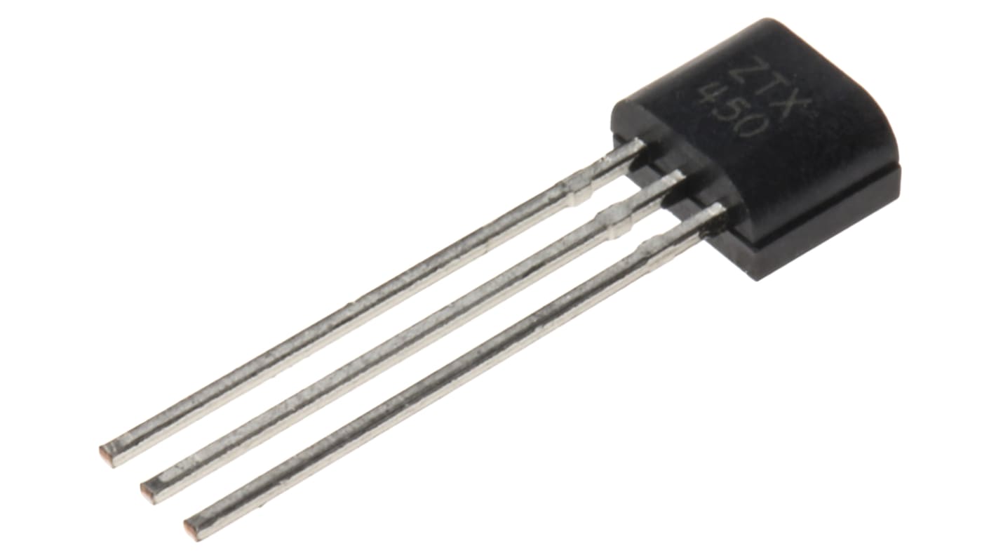 DiodesZetex ZTX450 THT, NPN Transistor 45 V / 1 A 150 MHz, TO-92 3-Pin