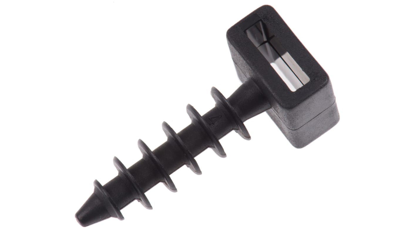 HellermannTyton LOK Befestigungssockel selbstklebend, PA 6 Schwarz 30mm x 12 mm, für 6mm → 9mm Kabelbinder, 100 Stück