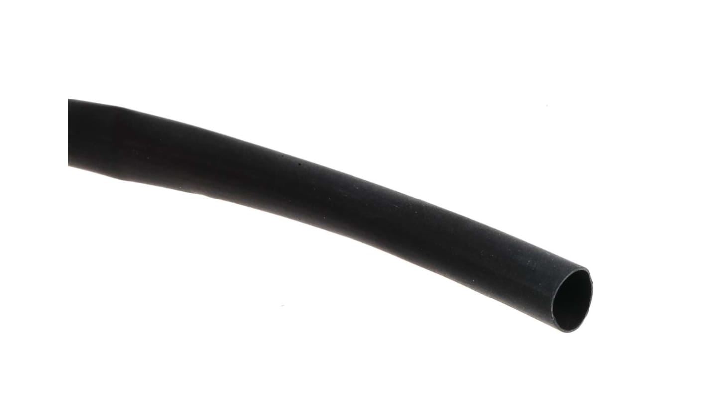 RS PRO Heat Shrink Tubing, Black 6.4mm Sleeve Dia. x 15m Length 2:1 Ratio