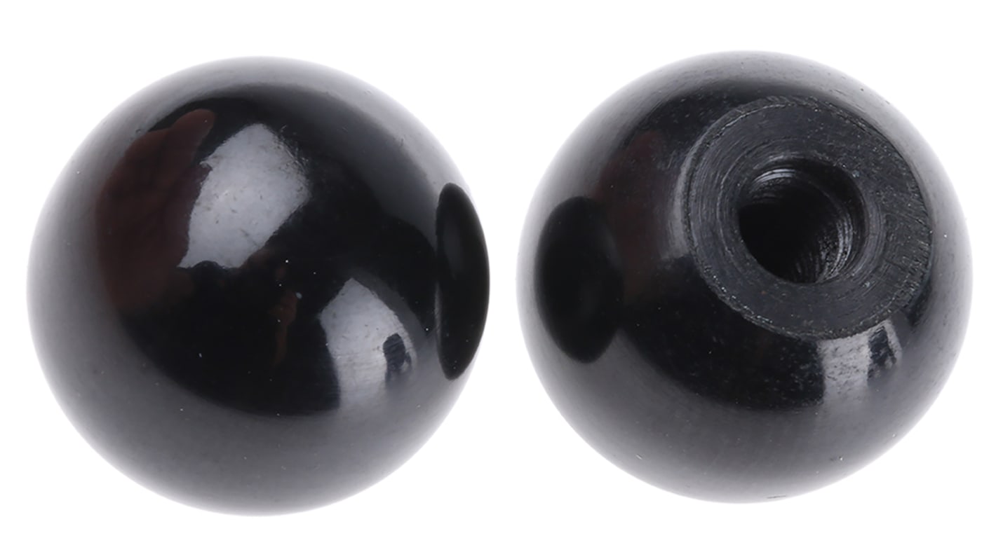 RS PRO Black Ball Clamping Knob, M5, Threaded Hole