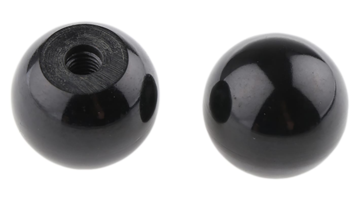 RS PRO Black Ball Clamping Knob, M6, Threaded Hole