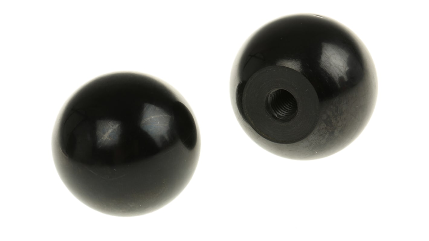 RS PRO Black Ball Clamping Knob, M8, Threaded Hole