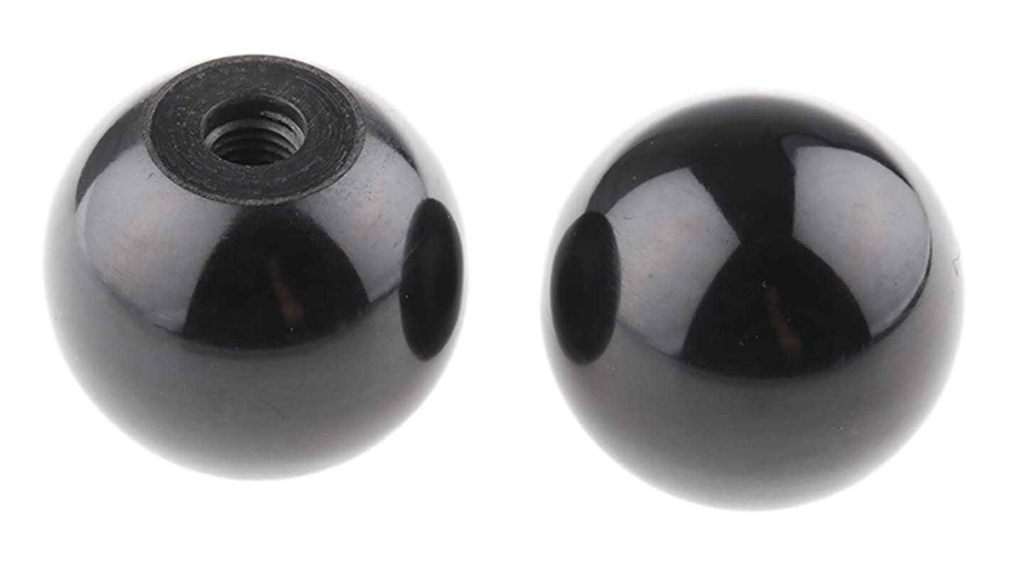 RS PRO Black Ball Clamping Knob, M10, Threaded Hole