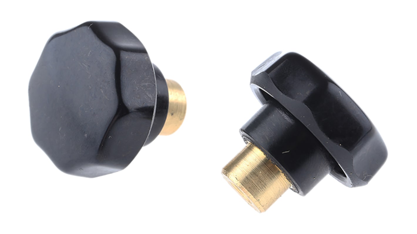 RS PRO Black Multiple Lobes Clamping Knob, M5, Threaded Hole RS