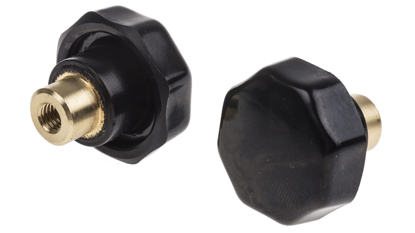 RS PRO Black Multiple Lobes Clamping Knob, M6, Threaded Hole