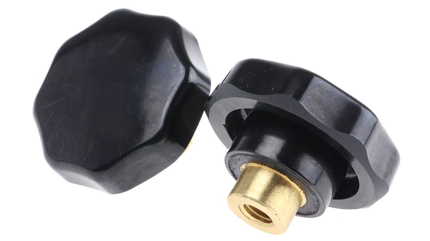 RS PRO Black Multiple Lobes Clamping Knob, M8, Threaded Hole