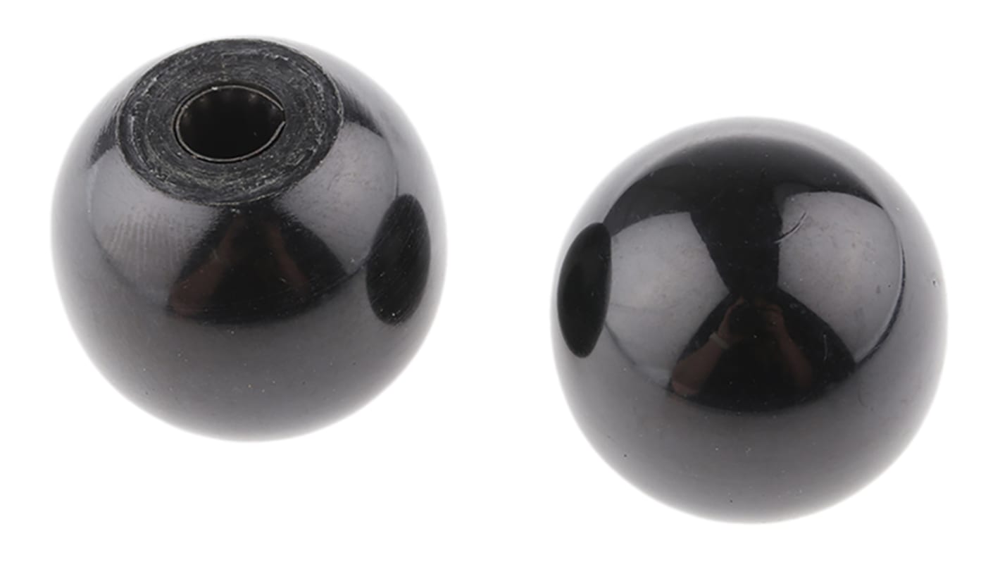 RS PRO Black Duroplast Ball Clamping Knob, Unthreaded Hole