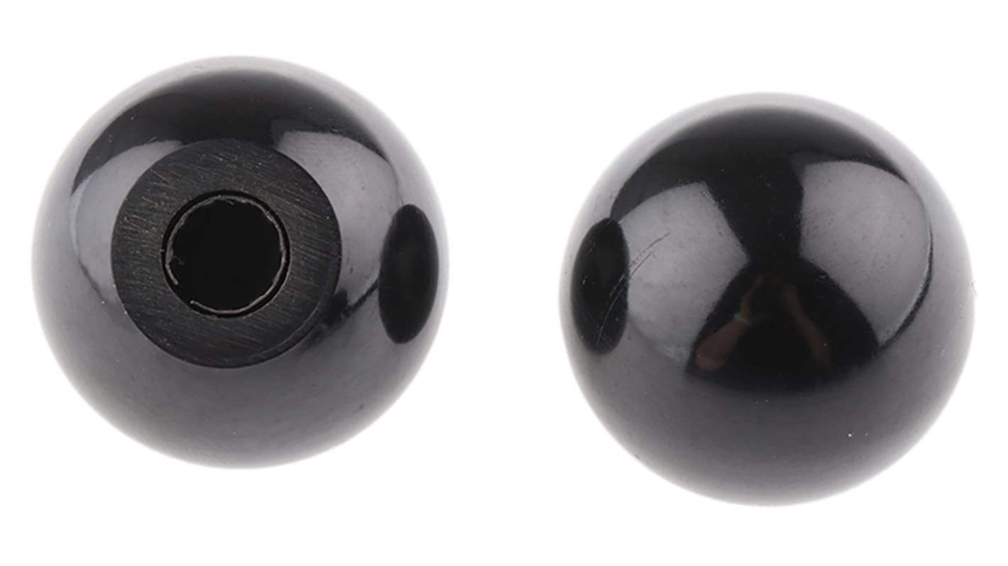 RS PRO Black Duroplast Ball Clamping Knob, Unthreaded Hole