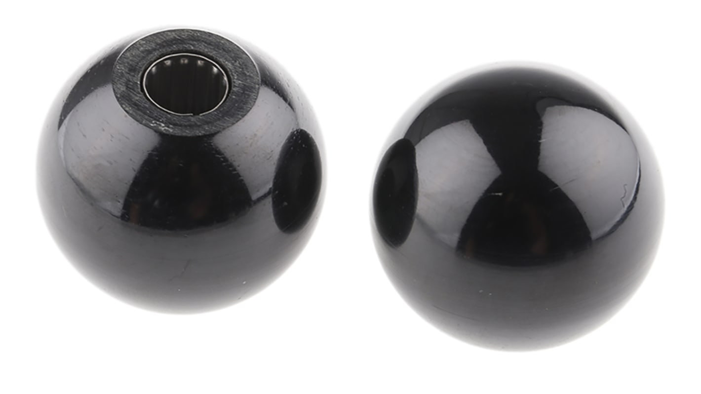 RS PRO Black Duroplast Ball Clamping Knob, Unthreaded Hole