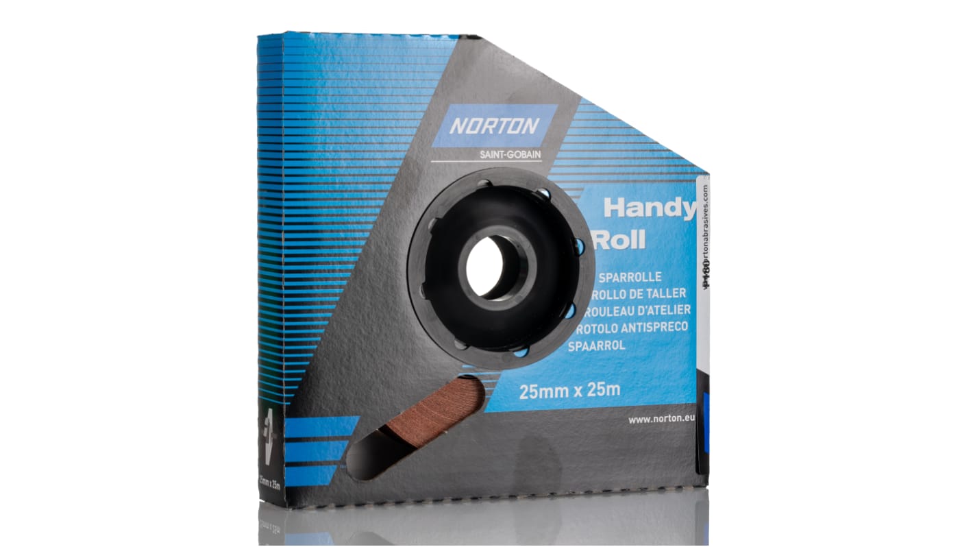 Norton P180 Grit Very Fine Sandpaper Roll, 25m x 25mm