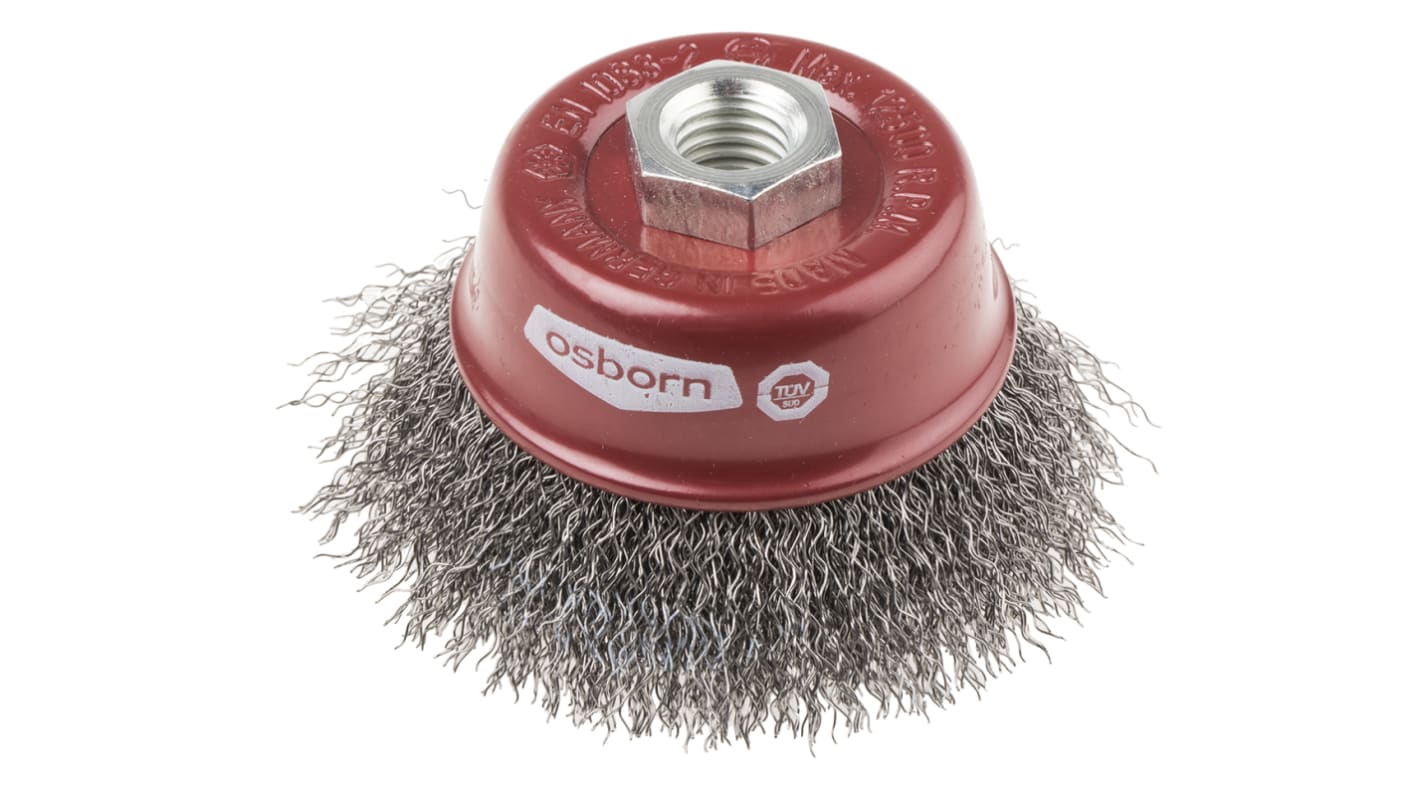 Crimp wire cup brush,75mm dia M10x1.5mm